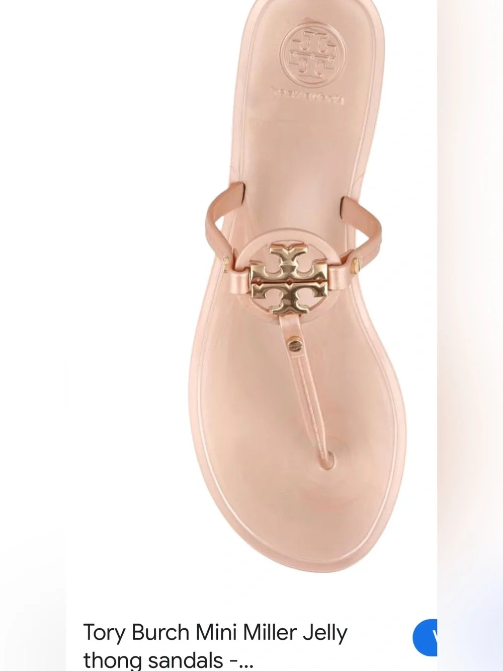 Tory Burch Mini Miller Jelly Thong Sandal in Blush Pink with Gold Logo